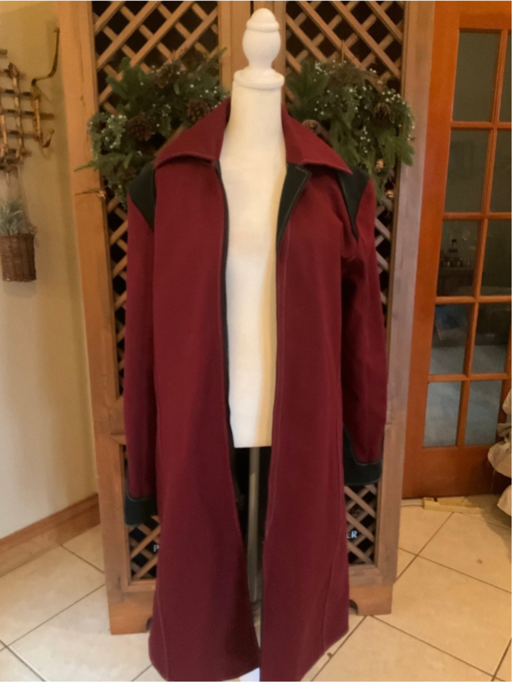 Volante Design Inc. Burgundy Long Coat Jacket Steampunk Gothic Cosplay Medium - Picture 2 of 9